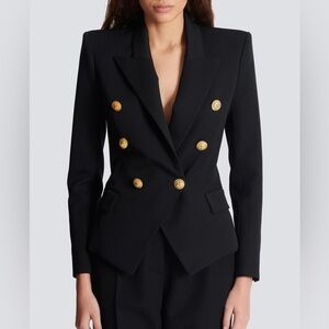 Balmain sz 34 classic wool double breasted Black Blazer with Gold Buttons